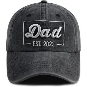 SHANVANKE Funny Dad Est 2024 Hat for Men, Adjustable Washed Cotton 3D Embroidered Daddy Baseball Cap