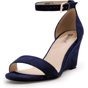 IDIFU Women's Classic Wedge Heels Sandals | 3 Inch Ankle Strap Open Toe Evening Dress Wedding Shoes in Saudi Arabia