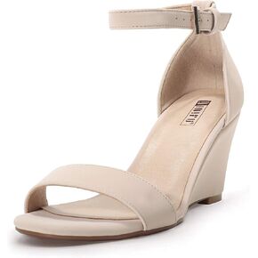 IDIFU Women's Classic Wedge Heels Sandals 3 Inch Ankle Strap Open Toe Evening Dress Wedding Shoes