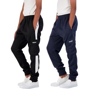 Hind Boys 2-Pack Fleece Jogger Sweatpants with Cargo Pockets for Kids Athletic & Casual Wear