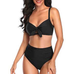Tempt Me Women Two Piece Swimsuits High Waisted Bikini Set Tummy Control Ruched Tie Knot Bathing Suits with Bottom