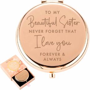 هدايا عيد الميلاد الأخت الأخت | أفكار هدايا الأخت العاطفية للنساء | أفضل هدايا الأخت من الأخت | أفضل الأخت من الأخت | أنا أحبك أخت | مرآة مدمجة باللون الوردي in Kuwait