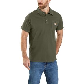 قميص بولو رجالي من Carhartt مطبوع عليه Big & Tall Force Cotton Delmont Pocket Polo in Saudi Arabia