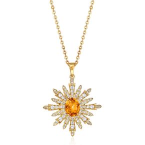 Ross-Simons 1.85 Carat Citrine and .87 ct. t.w. White Topaz Starburst Pendant Necklace in 18kt Gold Over Sterling. 18 inches in Saudi Arabia
