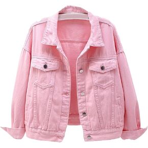 VIEWON Women's Casual Denim Cotton Button Down Long Sleeve Lapel Loose Jacket Coat in Saudi Arabia