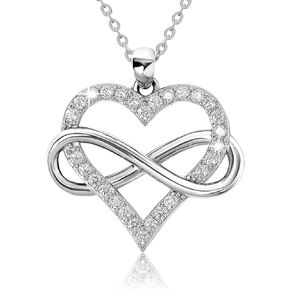 Sash & Soph Infinity Heart Necklace for Women. 925 Sterling Silver Heart Necklace for Girlfriend, Love Heart Pendant on 18" Chain with 2" Extender (Rose Gold or Gold Plated) in Kuwait