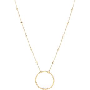 SOFYBJA 18K Gold Plated Circle Pendant Necklace Long Satellite Beaded Chain Jewelry for Women Dainty Hammered Karma Open Circle Charm Geometric Necklace…