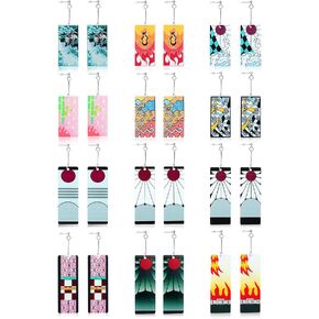 KAERUN 12 Pairs Women's Tanjiro Earrings Anime Demon Slayer Earrings Cosplay Fashion Double-sided Acrylic Alloy Resin Earrings in Kuwait