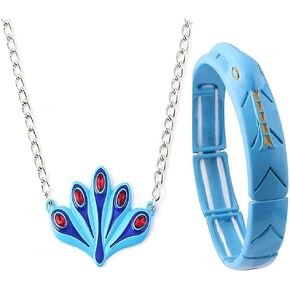 Lipeed Miraculous Jewelry Blue Peacock Necklace, Blue Snake Bangle, Anime Peripheral Jewelry Necklace Bracelet Set Movie Game Jewelry Gift for Girls in Saudi Arabia