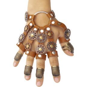 مجموعة قفازات ستيمبنك من شياو تشينغ مينغ تشو ستيمبنك من العصور الوسطى للنساء والرجال، اكسسوارات ملابس القراصنة التنكرية للهالوين، بني، مقاس L in Kuwait