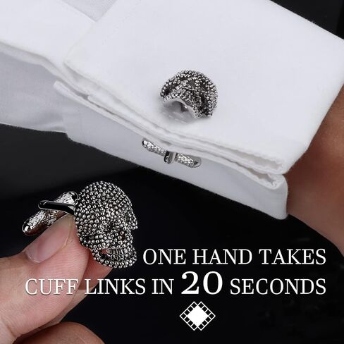 Cufflinks for Men with Tuxedo Studs in Gift Box, Gold or Silver Tone Skull Cuff links for Black Bow tie Navy Blue Suit White Shirts ; Mens Jewelry or Accessories on Halloween Birthday Party Christmas in Saudi Arabia