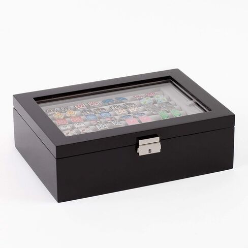 Cuff-Daddy Large Black Cufflinks Rings Storage Box/case with Double Layer Jewelry Organizer Storage Box Ring Display Case Cuff Links Jewelry Travel Organizer Wood Box in Saudi Arabia
