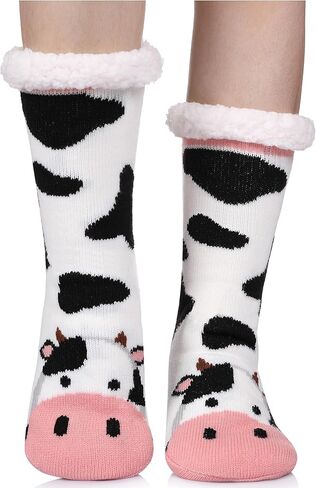 جوارب تروهان للنساء للشتاء، ناعمة وسميكة ومريحة، مبطنة بالصوف مع مقابض غير قابلة للانزلاق، جوارب منزلية منفوشة وغير قابلة للانزلاق in Kuwait