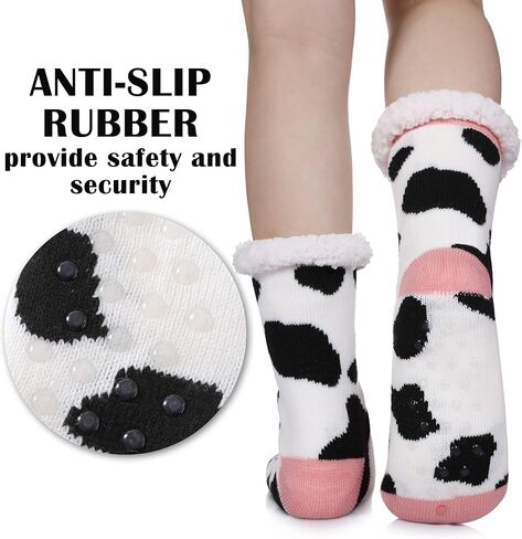 جوارب تروهان للنساء للشتاء، ناعمة وسميكة ومريحة، مبطنة بالصوف مع مقابض غير قابلة للانزلاق، جوارب منزلية منفوشة وغير قابلة للانزلاق in Kuwait