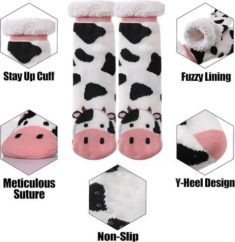 جوارب تروهان للنساء للشتاء، ناعمة وسميكة ومريحة، مبطنة بالصوف مع مقابض غير قابلة للانزلاق، جوارب منزلية منفوشة وغير قابلة للانزلاق in Kuwait