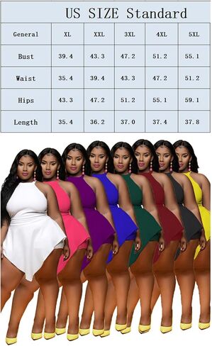 ANICECUT Plus Size Rompers for Women Pants Casual Summer Sexy Halter Neck Jumpsuit Shorts Sleeveless Dressy Elegant in Saudi Arabia