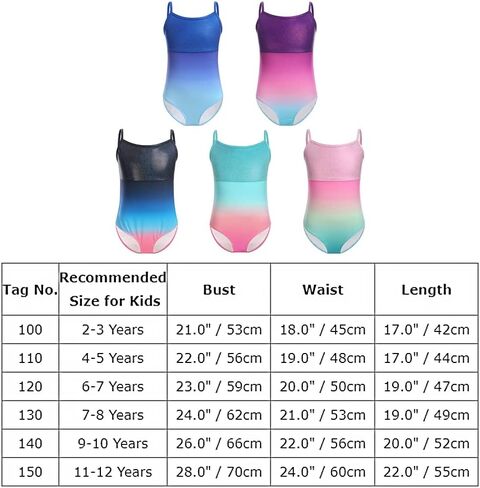 AFAVOM Gymnastics Leotards for Girls Shiny Gradient Color Toddler Ballet Dance Leotard Crisscross Camisole Leotard Unitards in Saudi Arabia