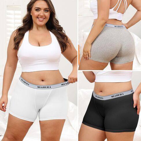 MiaBera المرأة الصبي السراويل سراويل داخلية لينة تمتد الملاكم ملخصات مكافحة الغضب حجم كبير بويشورت للنساء 4 حزمة in Kuwait