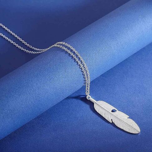 Yalice Boho Feather Pendant Necklace Chain Long Leaf Necklaces Jewelry for Women and Girls in Kuwait
