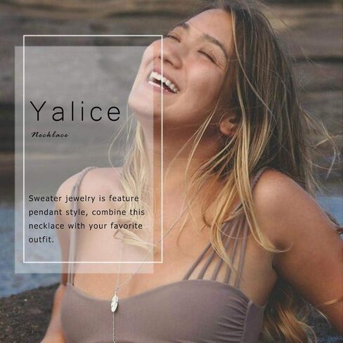 Yalice Boho Feather Pendant Necklace Chain Long Leaf Necklaces Jewelry for Women and Girls in Kuwait