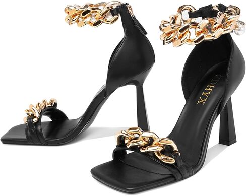 CDHYX Women's Stiletto High Heels Sexy Square Open Toe Shoes Formal Wedding Party Classic Heeled Sandals With Back Zip Design in Kuwait