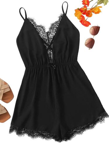 بدلة قفز نسائية من SweatyRocks بطبعة زهور ورقبة على شكل حرف V مع حزام in Kuwait