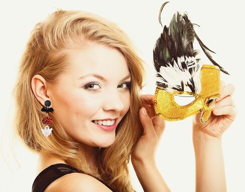 Halloween Earrings for Women Girls,Gothic Hallowmas Acrylic Dangle Earrings, Black Bat Pumpkin Candy Drop Earrings for Halloween Festival Gift in Kuwait