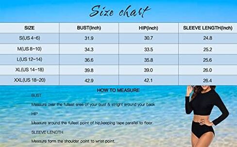 بدلة سباحة نسائية من Wolddress مكونة من قطعتين بأكمام طويلة للحماية من الشمس، بدلة استحمام بيكيني in Kuwait