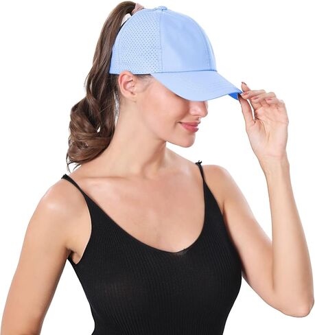 New Upgraded Women Criss Cross Hat High Ponytail Baseball Caps Adjustable High Messy Bun Ponycap Trucker Hats in Kuwait