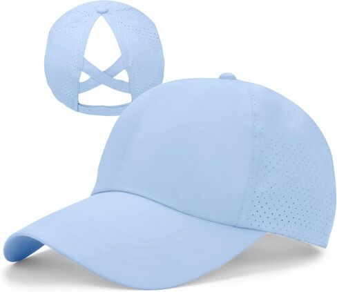 New Upgraded Women Criss Cross Hat High Ponytail Baseball Caps Adjustable High Messy Bun Ponycap Trucker Hats in Kuwait