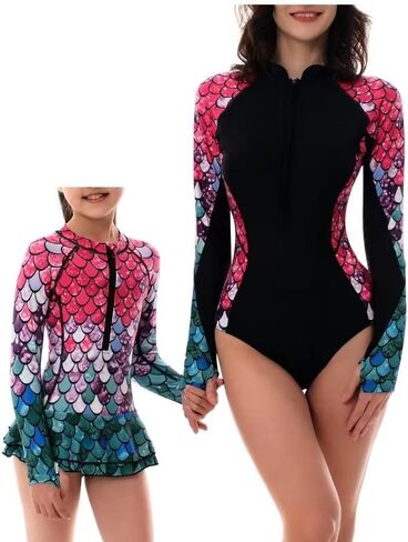 YOLIPULI Women and Girls Matching Swimsuit: Long Sleeve One Piece Rash Guard Bathing Suit UPF 50+ (Please Order Separately) in Saudi Arabia