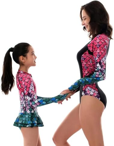 YOLIPULI Women and Girls Matching Swimsuit: Long Sleeve One Piece Rash Guard Bathing Suit UPF 50+ (Please Order Separately) in Saudi Arabia