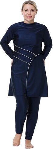ملابس سباحة إسلامية بمقاس كبير للنساء من Rash Guard، سروال علوي مع حجاب/قبعة in Kuwait