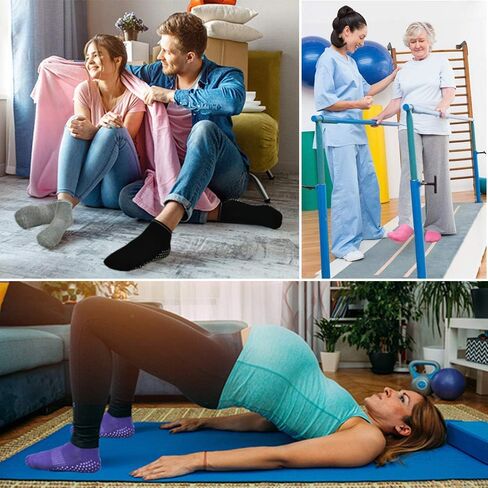 DWG Anti Slip Non Skid Slipper Yoga Socks with Grips Sticky Home Hospital Pilates Socks for Adult Women in Saudi Arabia