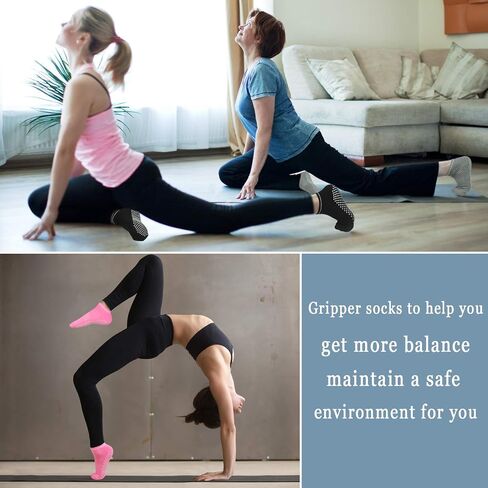 DWG Anti Slip Non Skid Slipper Yoga Socks with Grips Sticky Home Hospital Pilates Socks for Adult Women in Saudi Arabia