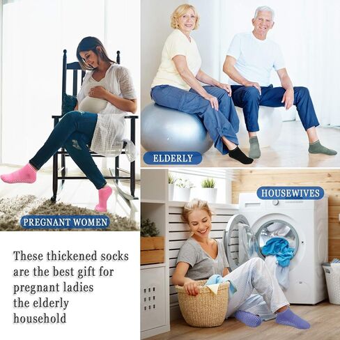 DWG Anti Slip Non Skid Slipper Yoga Socks with Grips Sticky Home Hospital Pilates Socks for Adult Women in Saudi Arabia