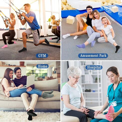 DWG Anti Slip Non Skid Slipper Yoga Socks with Grips Sticky Home Hospital Pilates Socks for Adult Women in Saudi Arabia