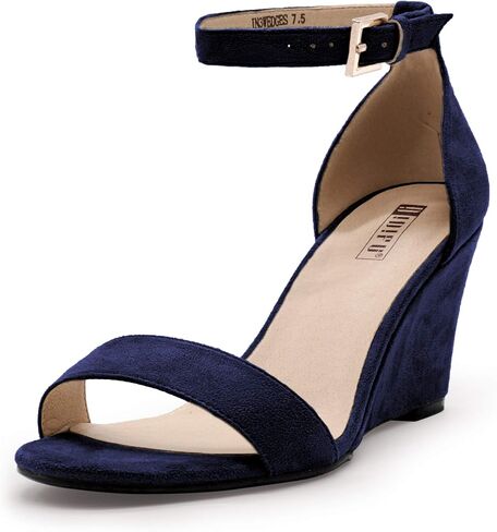 IDIFU Women's Classic Wedge Heels Sandals | 3 Inch Ankle Strap Open Toe Evening Dress Wedding Shoes in Saudi Arabia