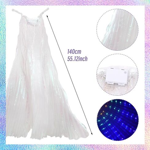 LED Isis Wings Set, Belly Dance Light Up Wings + Luminous Wreath, Colorful Glow Angel Dance Wings with Telescopic Sticks for Carnival, Stage, Halloween, Christmas(Colorful) in Kuwait
