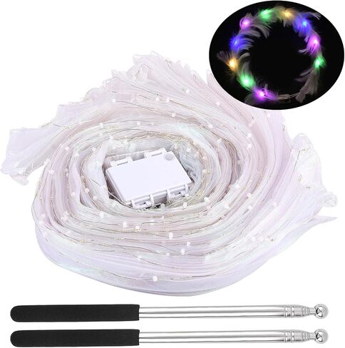 LED Isis Wings Set, Belly Dance Light Up Wings + Luminous Wreath, Colorful Glow Angel Dance Wings with Telescopic Sticks for Carnival, Stage, Halloween, Christmas(Colorful) in Kuwait