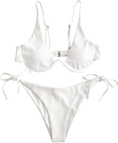 ZAFUL المرأة طباعة الفهد Underwire عالية قطع مثلث بيكيني مجموعة ملابس السباحة in Kuwait