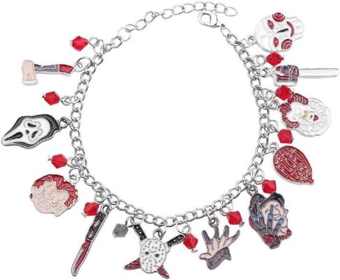 ABONDEVER Freddy Krueger Jason Bracelet American Horror Movies Classic Story Horror Cosplay Charm Bracelet Fans Jewelry for Men Women Girls in Saudi Arabia