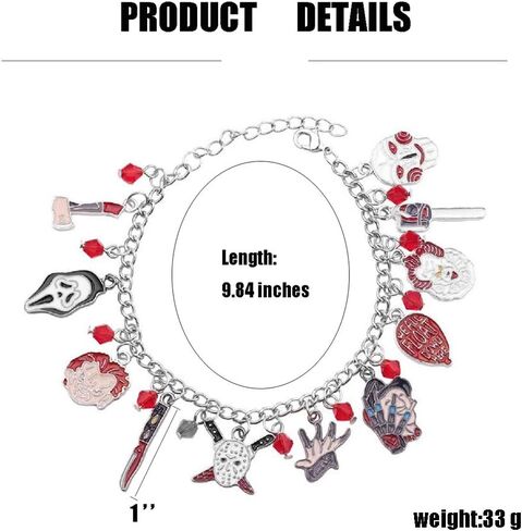 ABONDEVER Freddy Krueger Jason Bracelet American Horror Movies Classic Story Horror Cosplay Charm Bracelet Fans Jewelry for Men Women Girls in Saudi Arabia