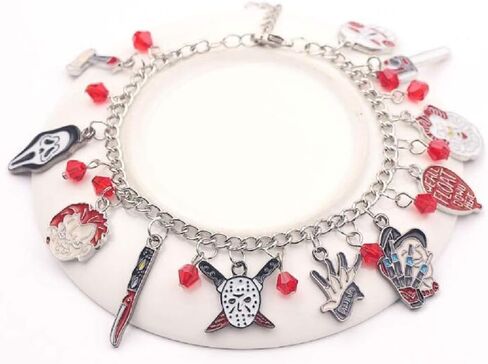 ABONDEVER Freddy Krueger Jason Bracelet American Horror Movies Classic Story Horror Cosplay Charm Bracelet Fans Jewelry for Men Women Girls in Saudi Arabia