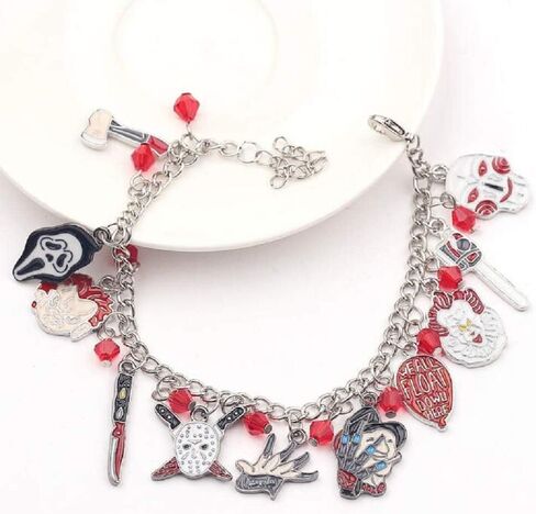 ABONDEVER Freddy Krueger Jason Bracelet American Horror Movies Classic Story Horror Cosplay Charm Bracelet Fans Jewelry for Men Women Girls in Saudi Arabia