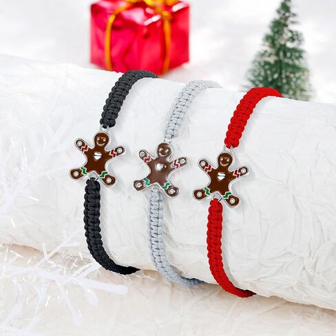 هدايا سوار عيد الميلاد من جيندير للفتيات المراهقات، مجوهرات مضفرة مصنوعة يدويًا لرجل خبز الزنجبيل in Kuwait