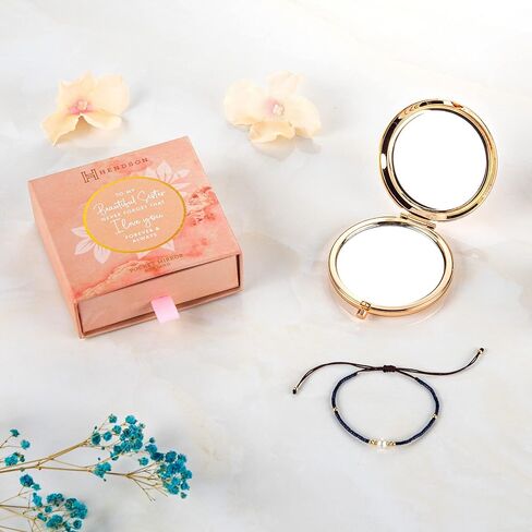 هدايا عيد الميلاد الأخت الأخت | أفكار هدايا الأخت العاطفية للنساء | أفضل هدايا الأخت من الأخت | أفضل الأخت من الأخت | أنا أحبك أخت | مرآة مدمجة باللون الوردي in Kuwait