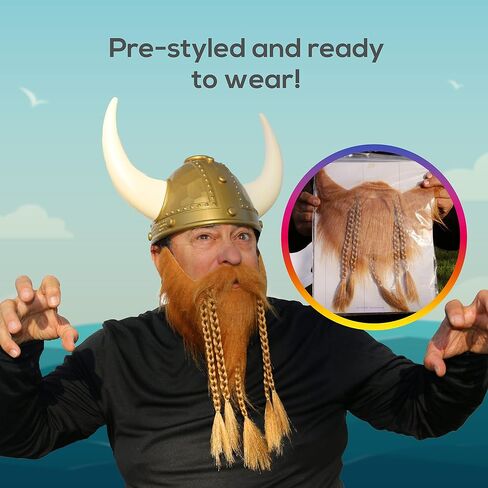 City Costume Wigs Realistic Self Adhesive Fake Viking Beard Professionally Pre-Styled Braided Beard - 6 Natural Colors in Kuwait