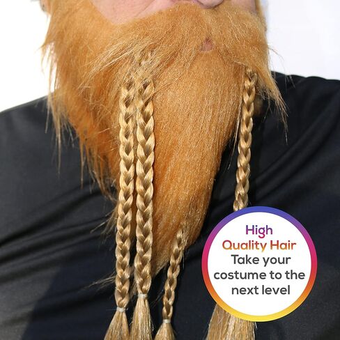 City Costume Wigs Realistic Self Adhesive Fake Viking Beard Professionally Pre-Styled Braided Beard - 6 Natural Colors in Kuwait