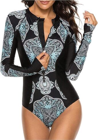 Runtlly Women's One Piece Rash Guard Swimsuit Sleeveless Zipper Surfing UPF 50+ Surfing Bathing Suit in Kuwait